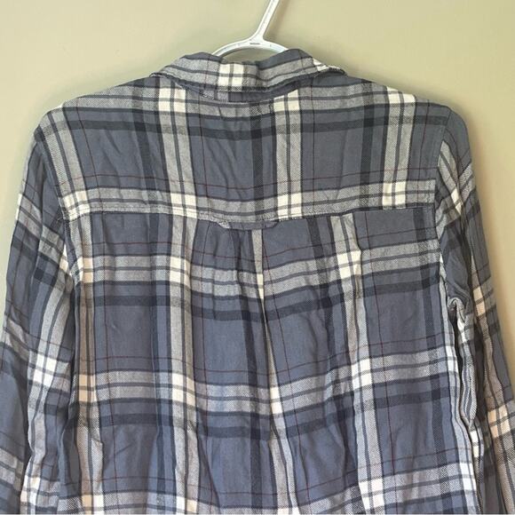 Kendall & Kylie Blue Plaid Long Sleeve Button Down Shirt Size Small - Picture 6 of 11